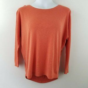 Cynthia Rowley Womens Top S Orange Faux Button Back Knit H18
